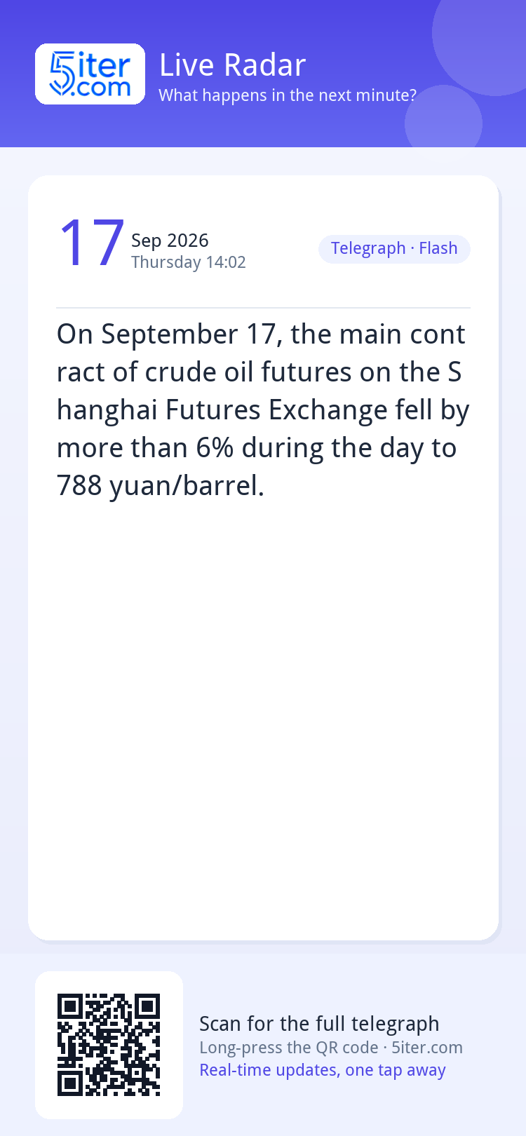 On September 17, the main contract of crude oil futures on t