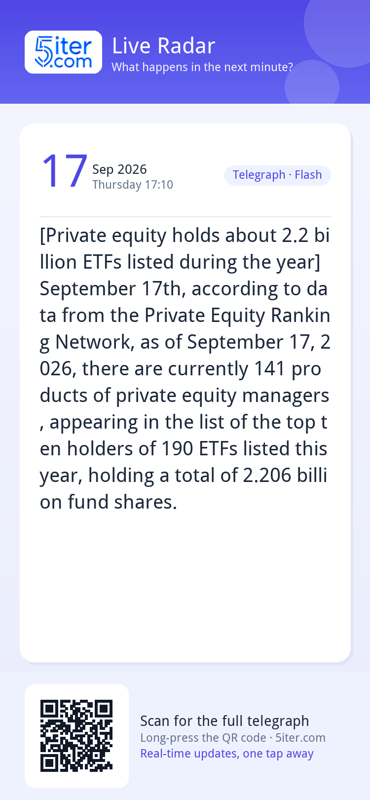 [Private equity holds about 2.2 billion ETFs listed during t