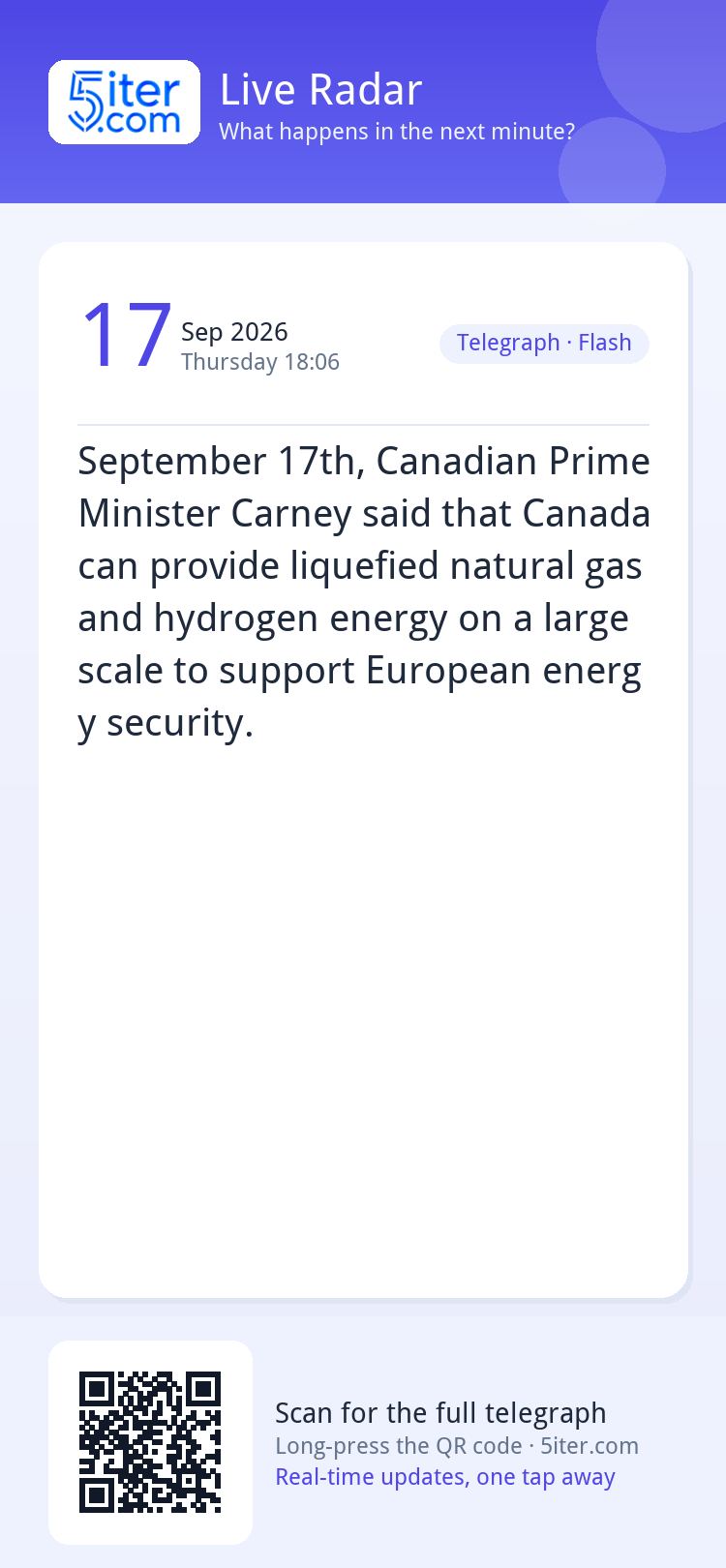 September 17th, Canadian Prime Minister Carney said that Can