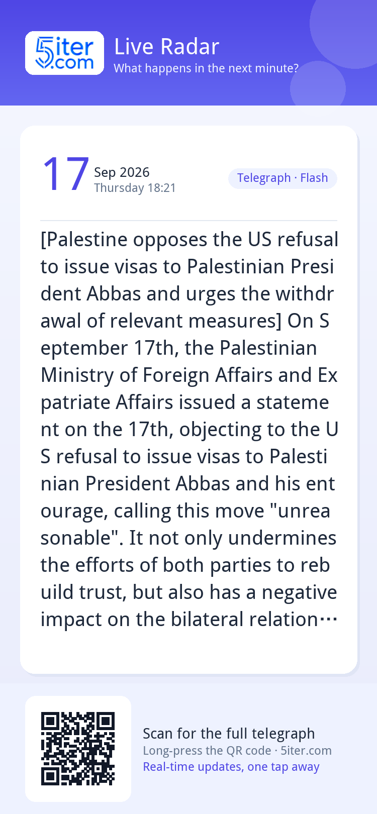 [Palestine opposes the US refusal to issue visas to Palestin