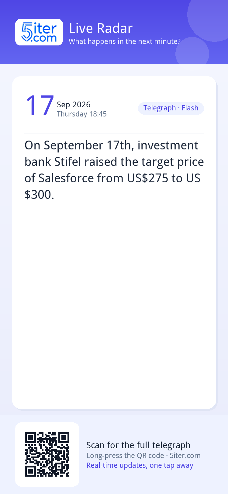 On September 17th, investment bank Stifel raised the target 