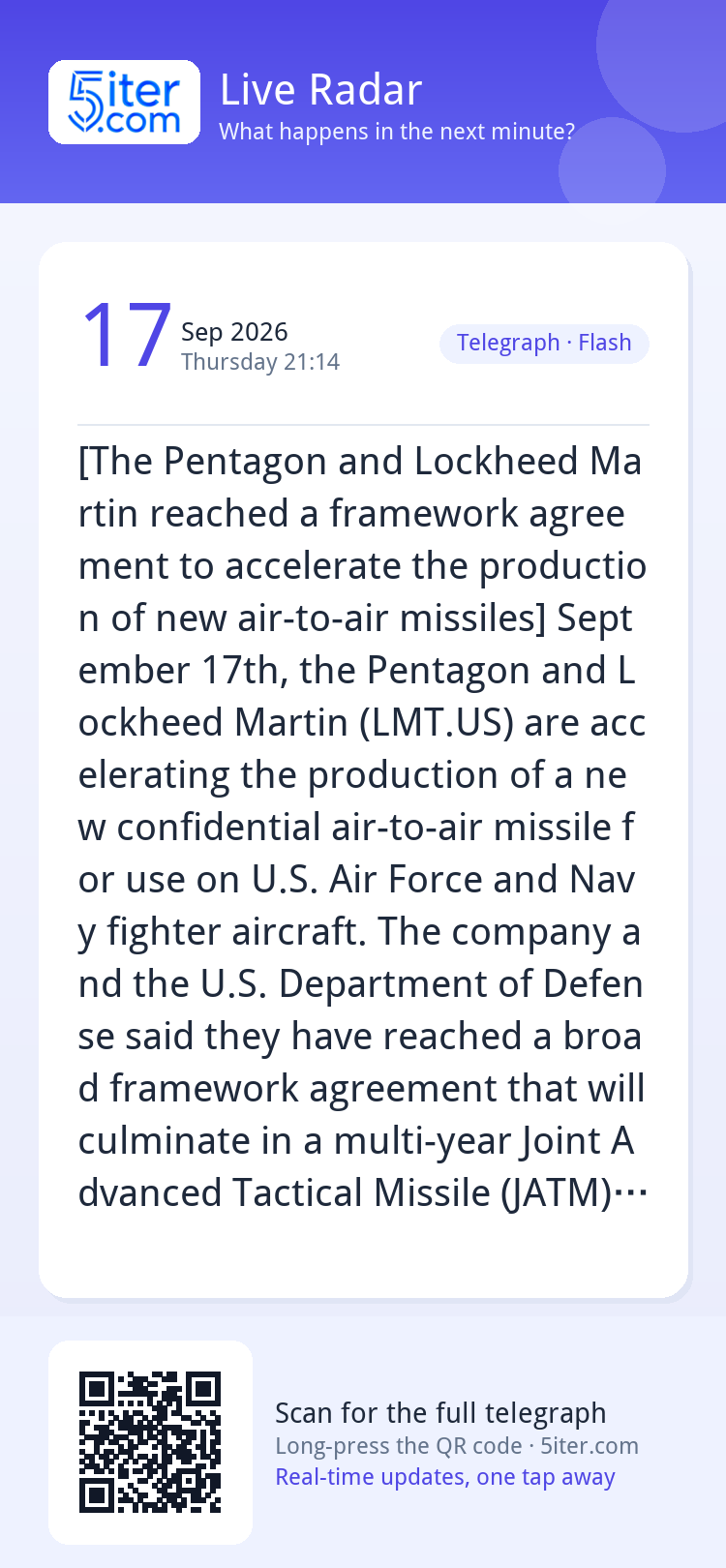 [The Pentagon and Lockheed Martin reached a framework agreem