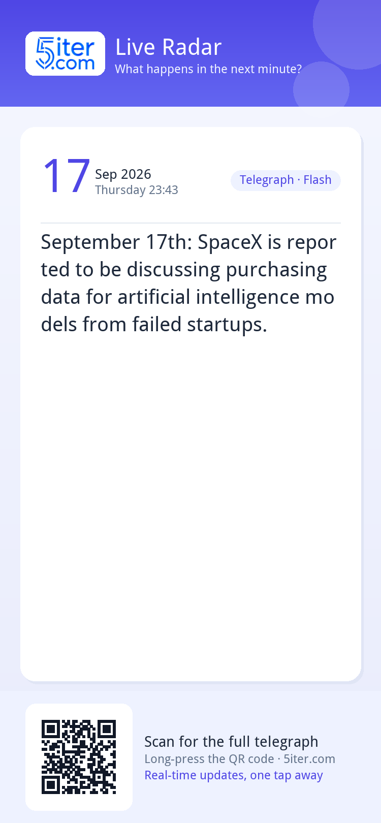 September 17th: SpaceX is reported to be discussing purchasi