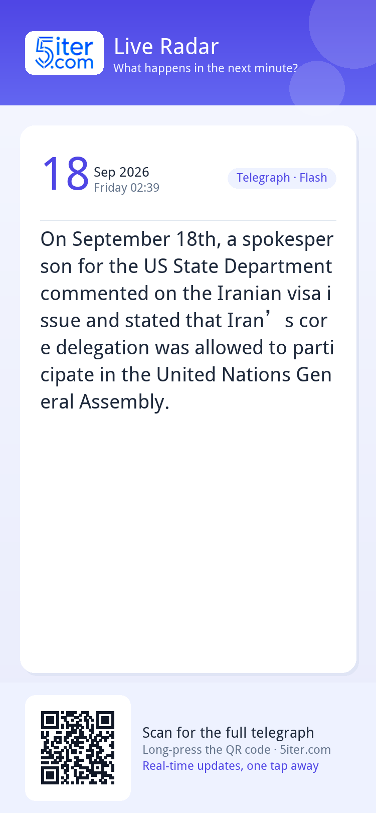 On September 18th, a spokesperson for the US State Departmen