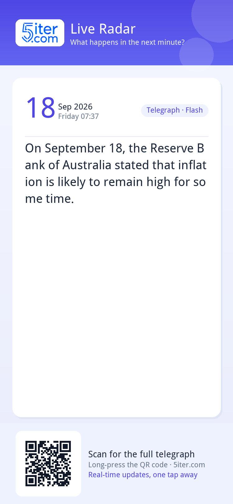 On September 18, the Reserve Bank of Australia stated that i