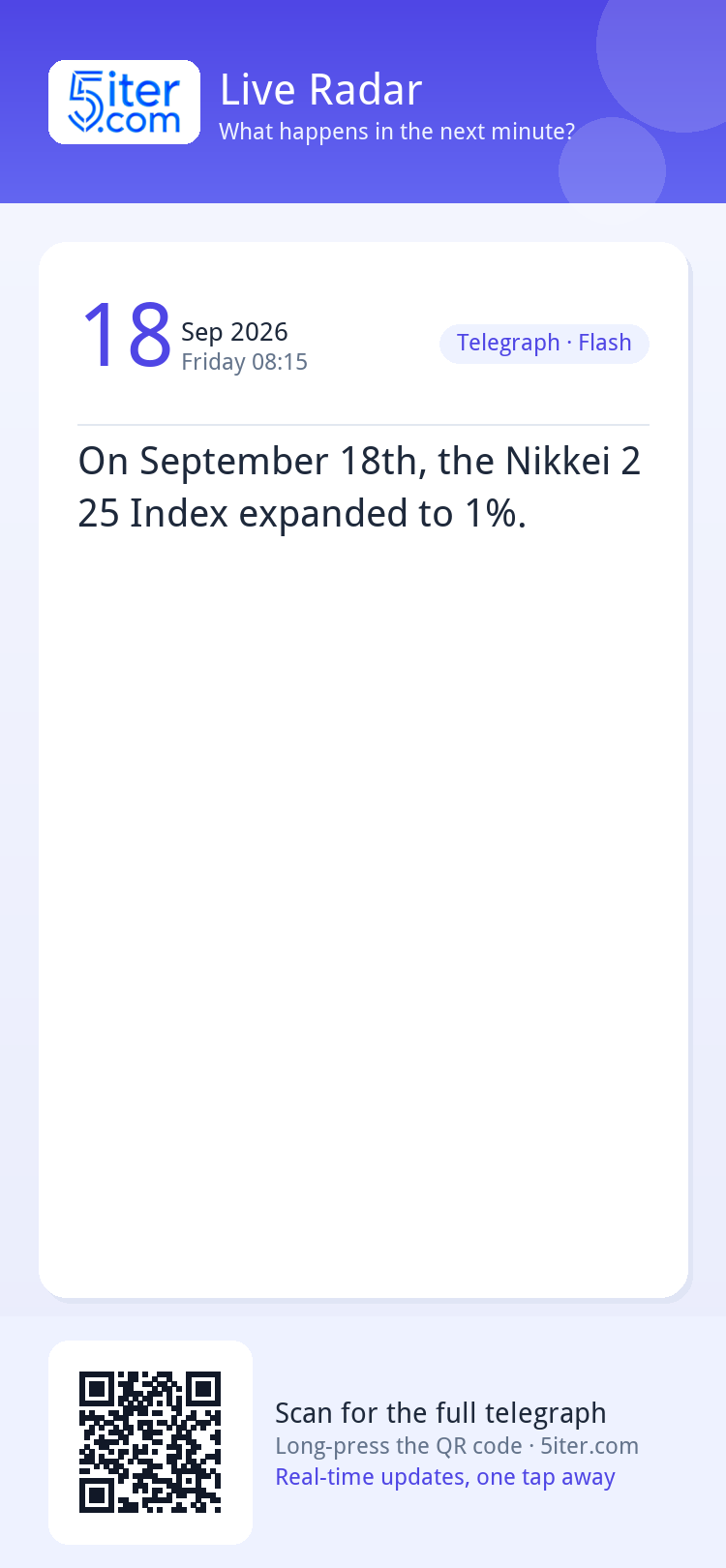 On September 18th, the Nikkei 225 Index expanded to 1%.