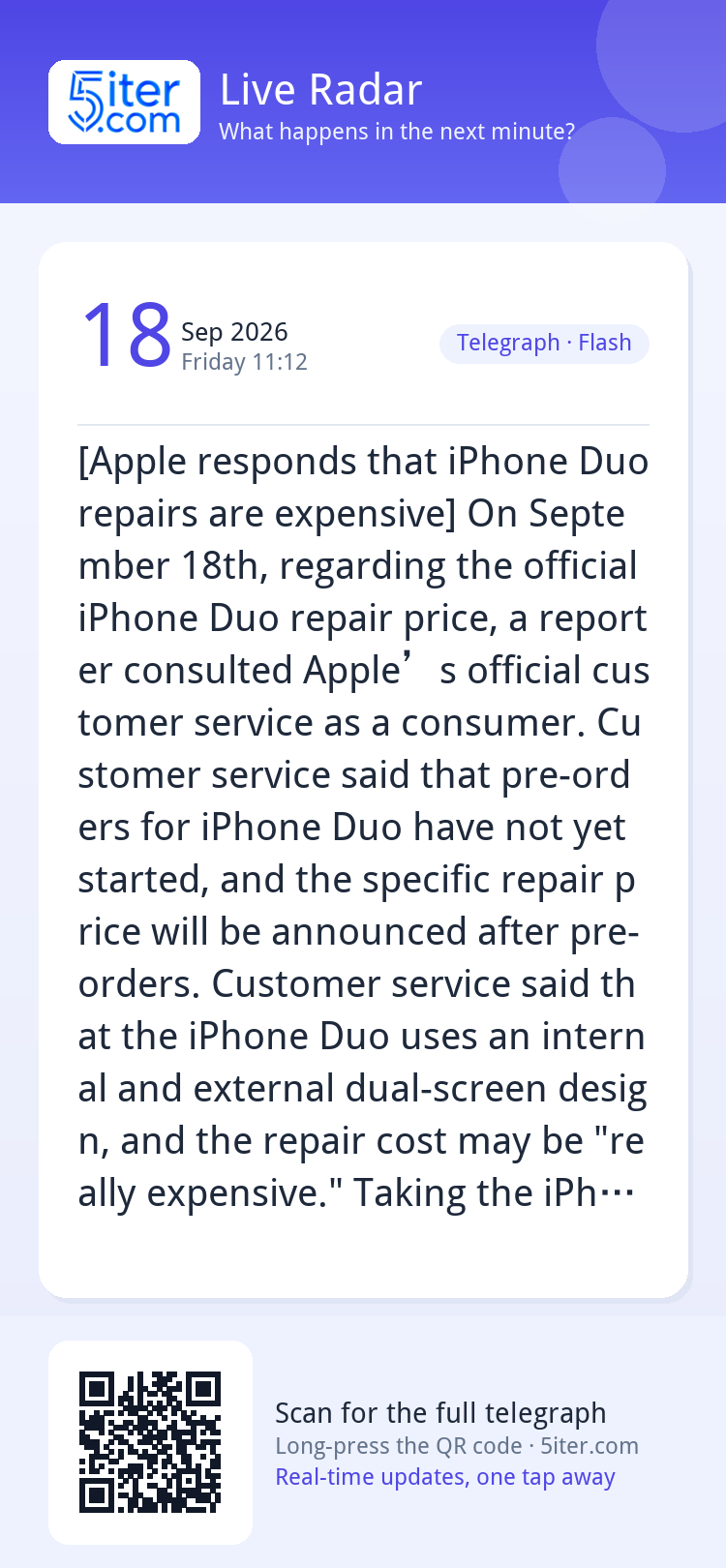 [Apple responds that iPhone Duo repairs are expensive] On Se