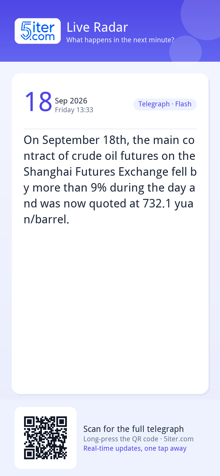 On September 18th, the main contract of crude oil futures on
