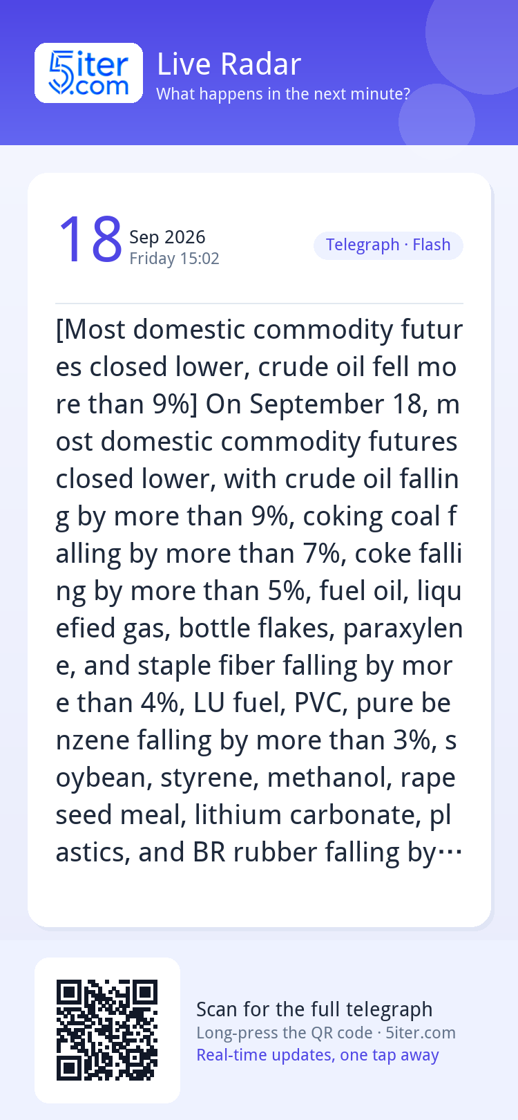 [Most domestic commodity futures closed lower, crude oil fel