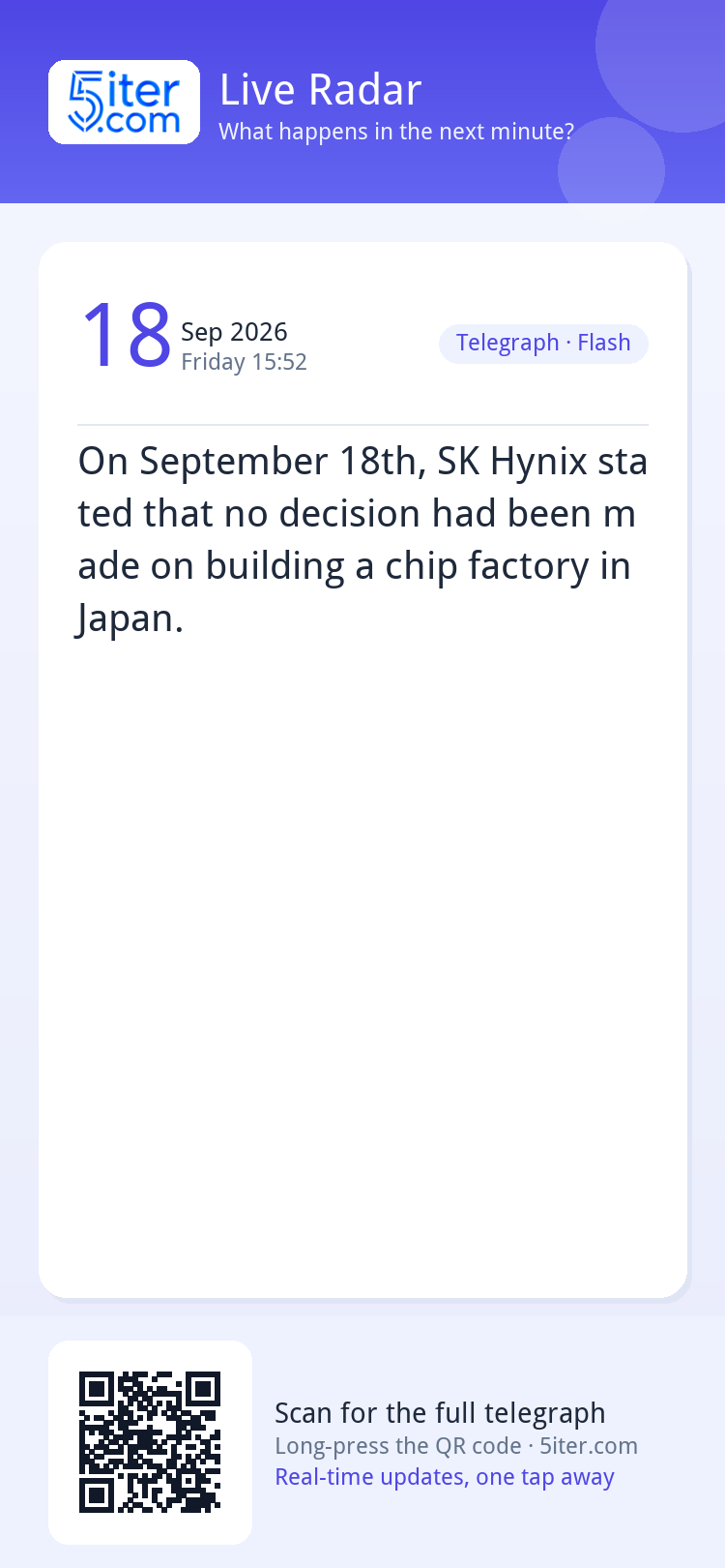 On September 18th, SK Hynix stated that no decision had been