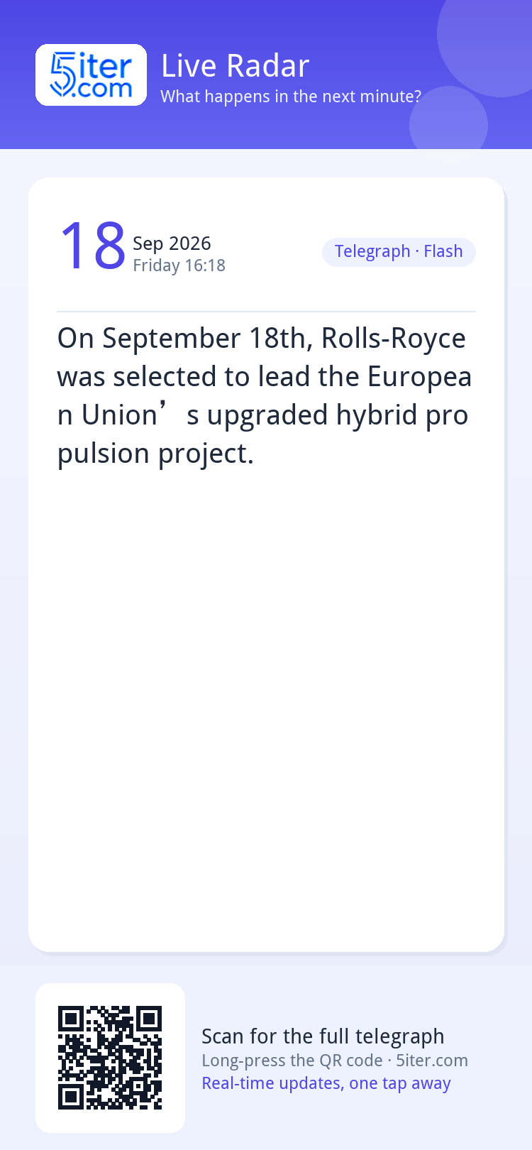 On September 18th, Rolls-Royce was selected to lead the Euro