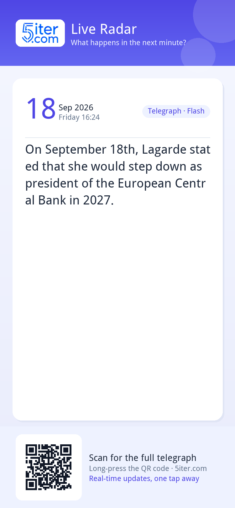 On September 18th, Lagarde stated that she would step down a