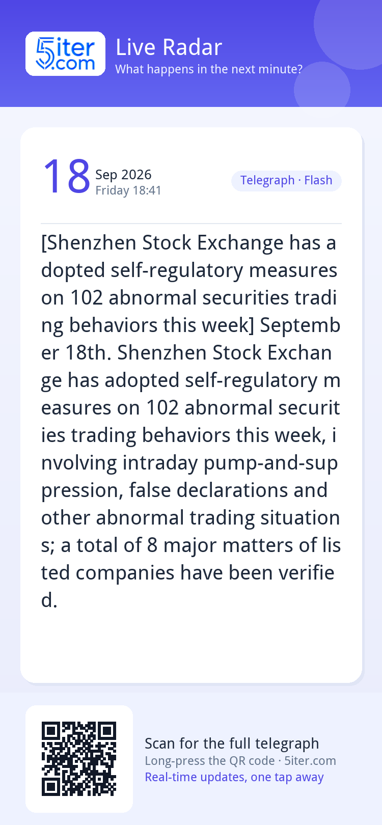 [Shenzhen Stock Exchange has adopted self-regulatory measure