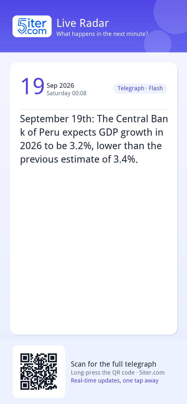 September 19th: The Central Bank of Peru expects GDP growth 