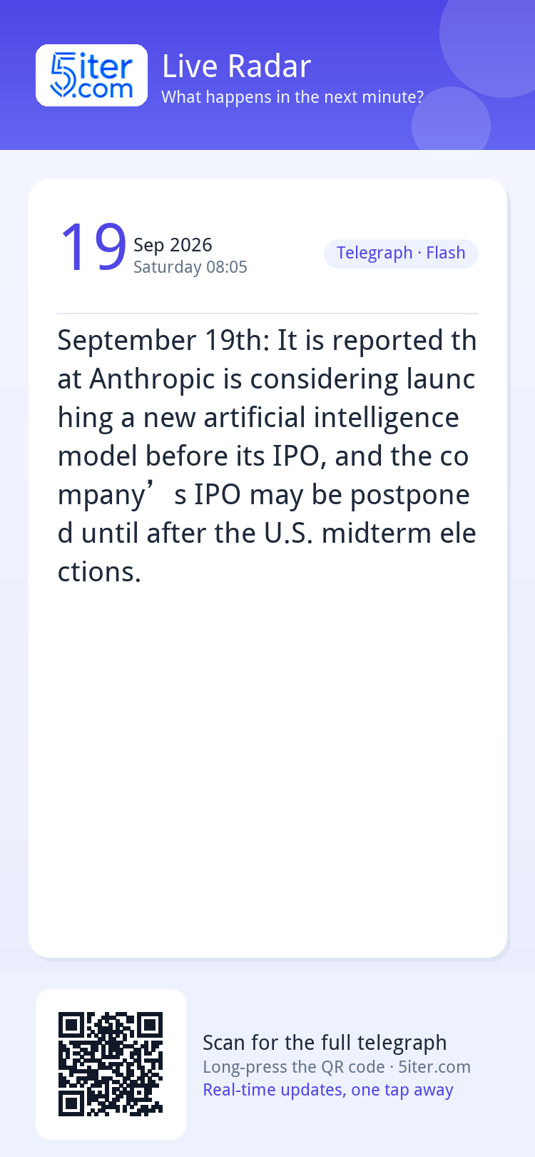 September 19th: It is reported that Anthropic is considering