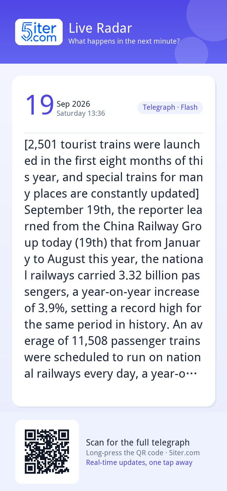 [2,501 tourist trains were launched in the first eight month