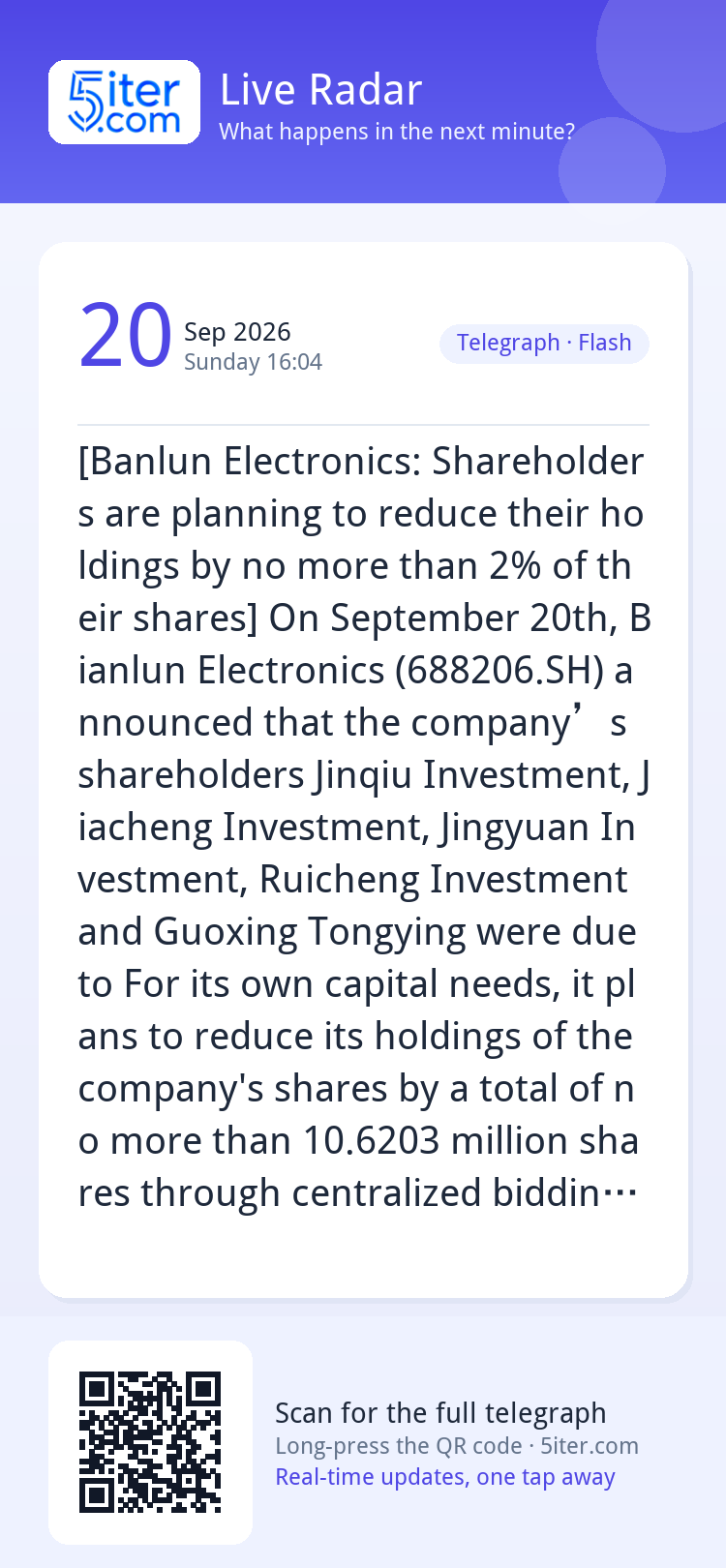 [Banlun Electronics: Shareholders are planning to reduce the