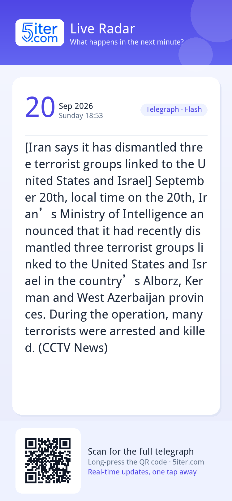 [Iran says it has dismantled three terrorist groups linked t