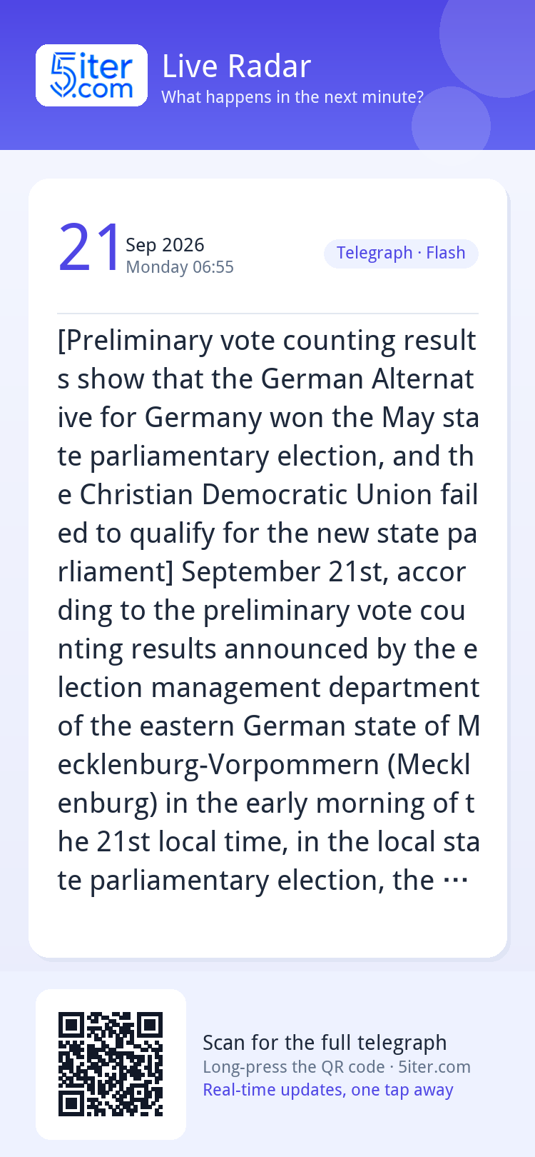 [Preliminary vote counting results show that the German Alte