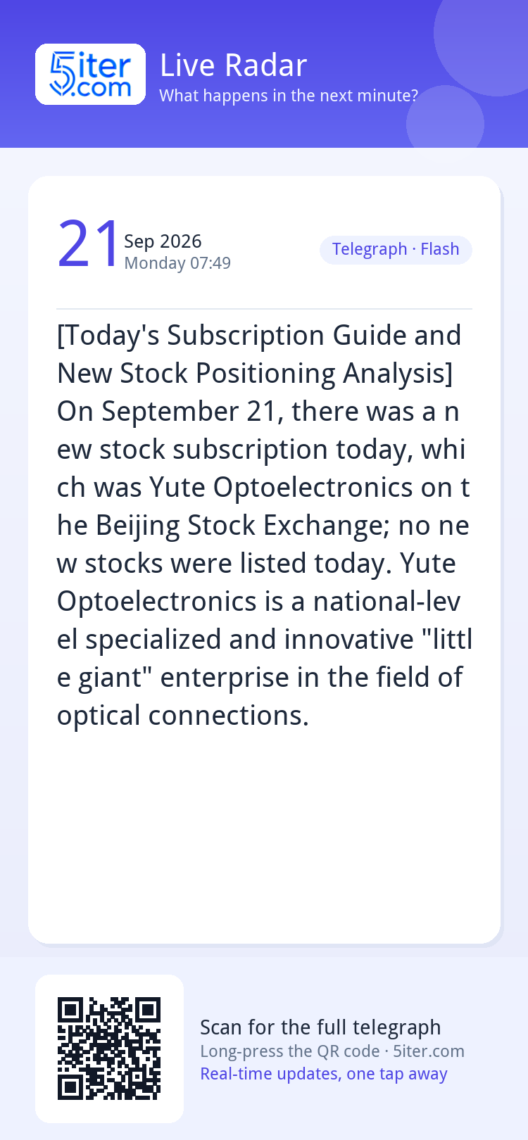 [Today's Subscription Guide and New Stock Positioning Analys