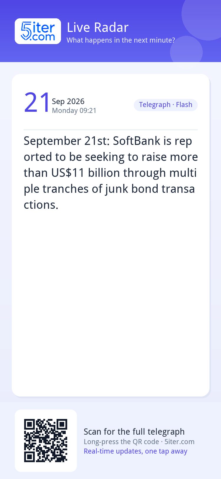 September 21st: SoftBank is reported to be seeking to raise 