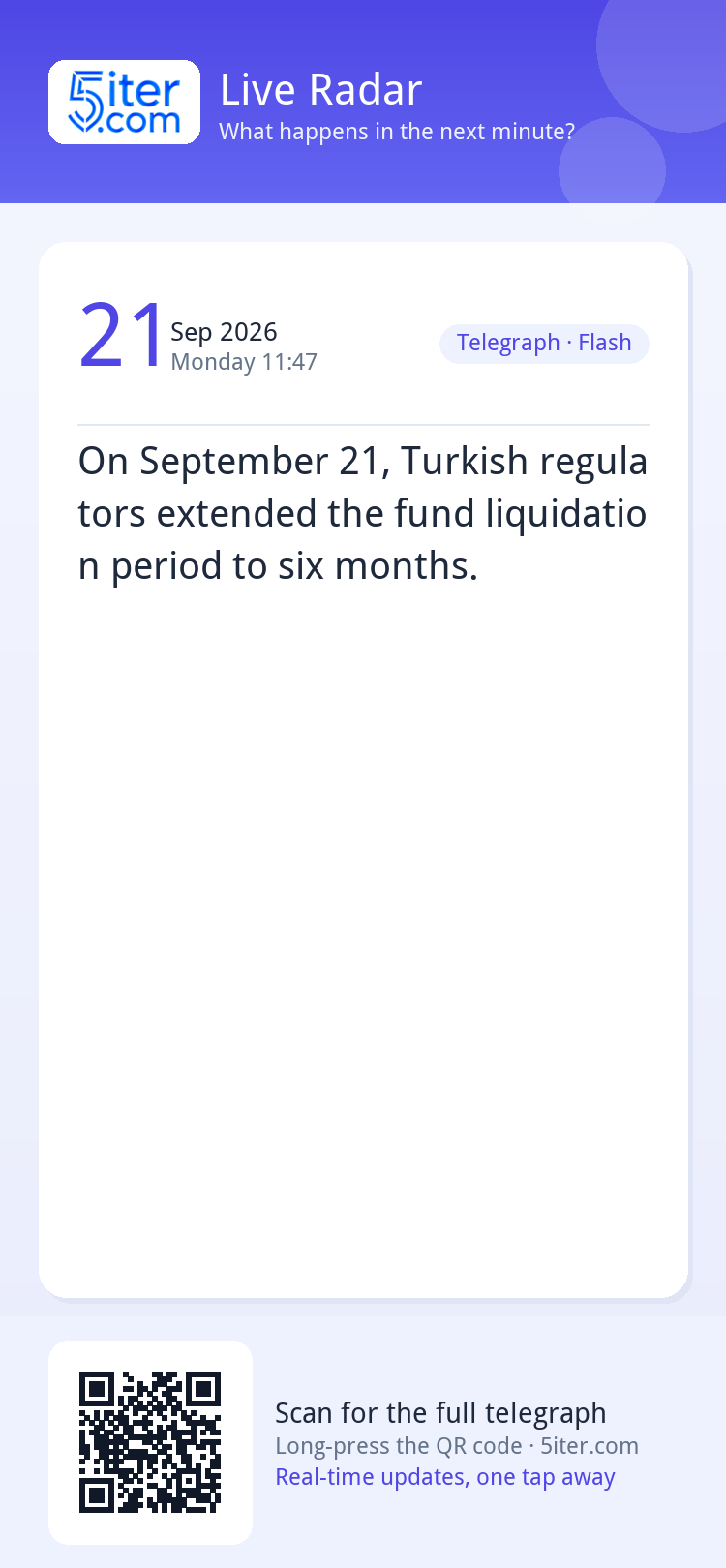 On September 21, Turkish regulators extended the fund liquid