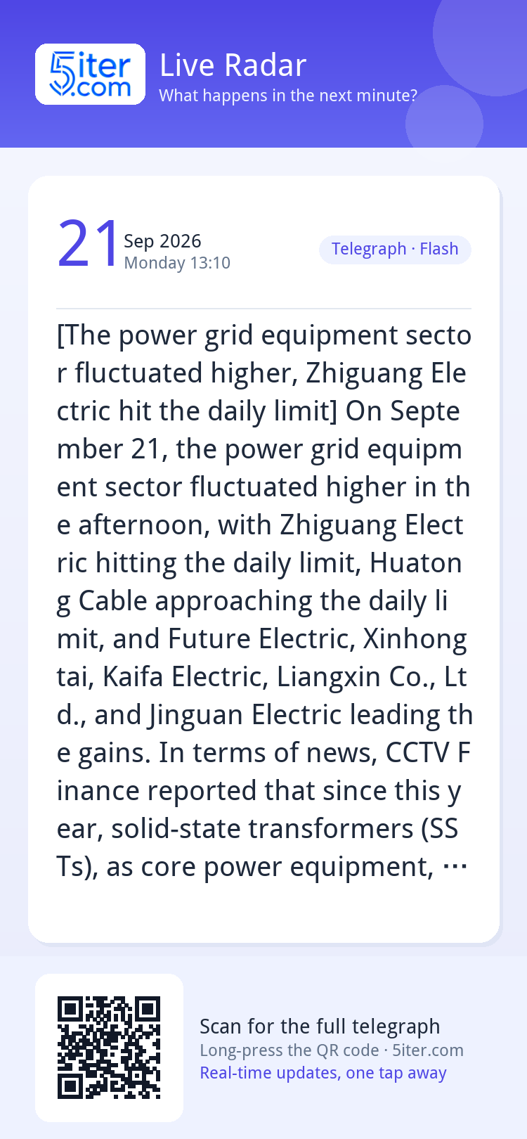 [The power grid equipment sector fluctuated higher, Zhiguang