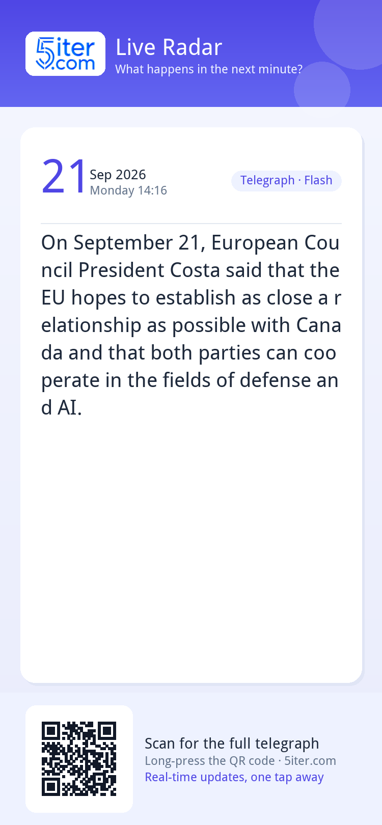 On September 21, European Council President Costa said that 