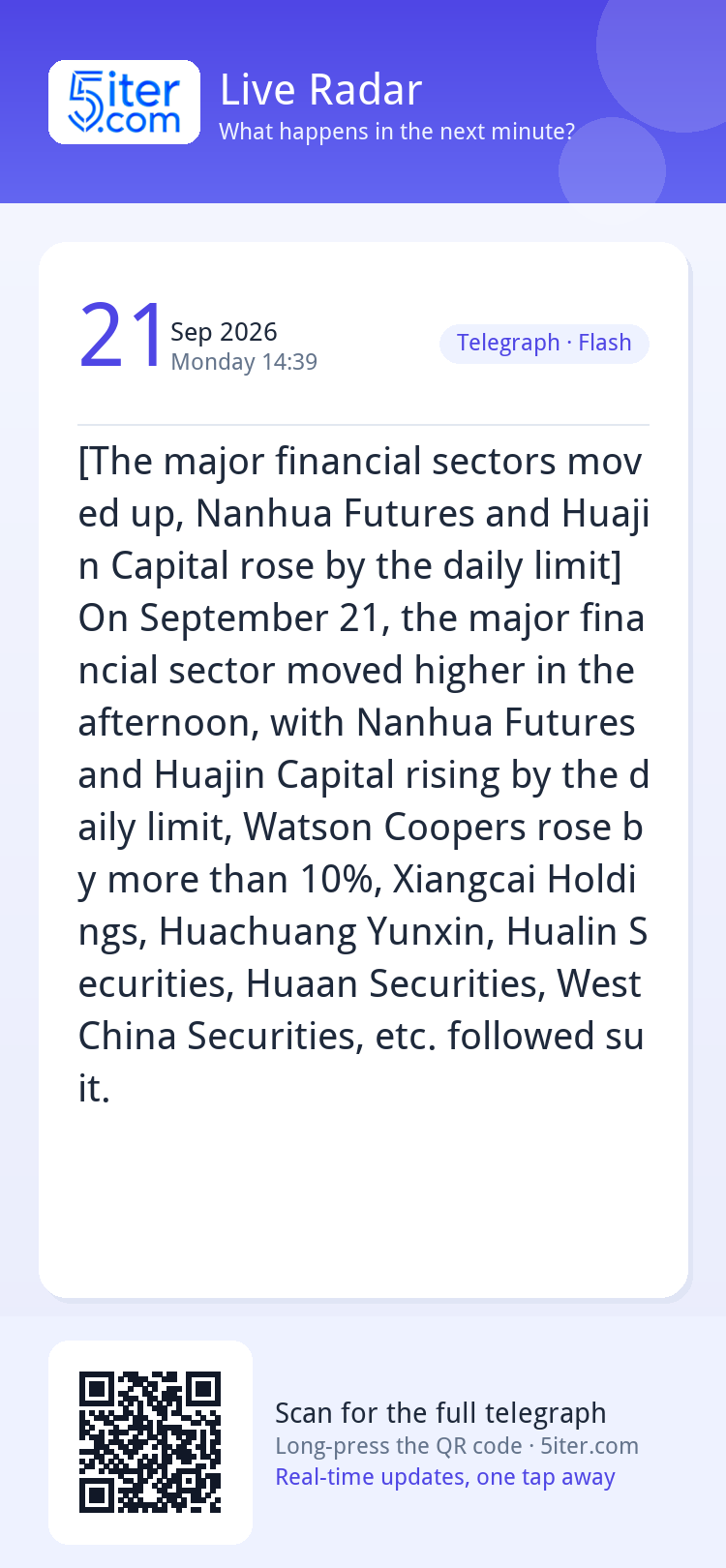 [The major financial sectors moved up, Nanhua Futures and Hu
