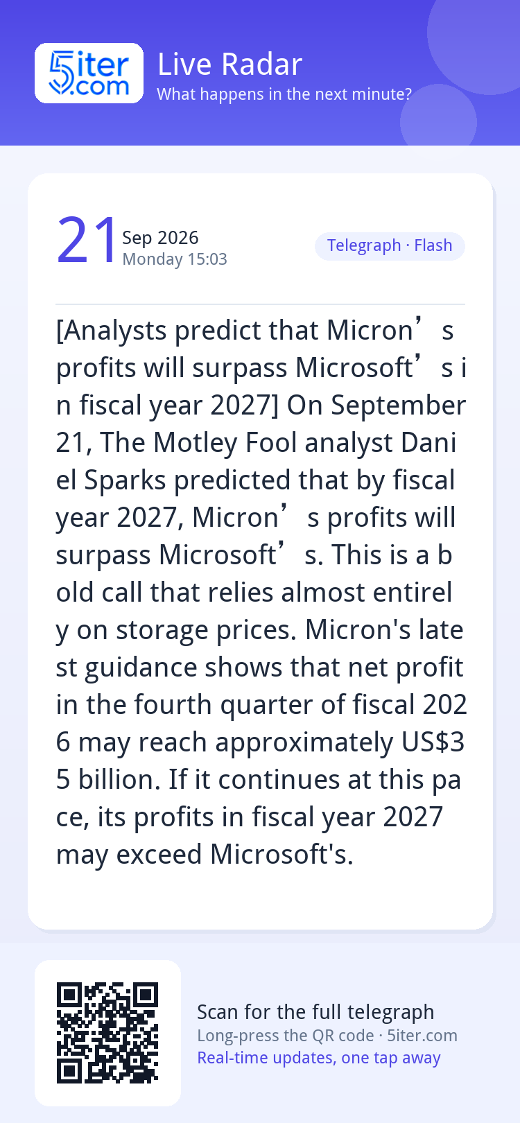 [Analysts predict that Micron’s profits will surpass Microso