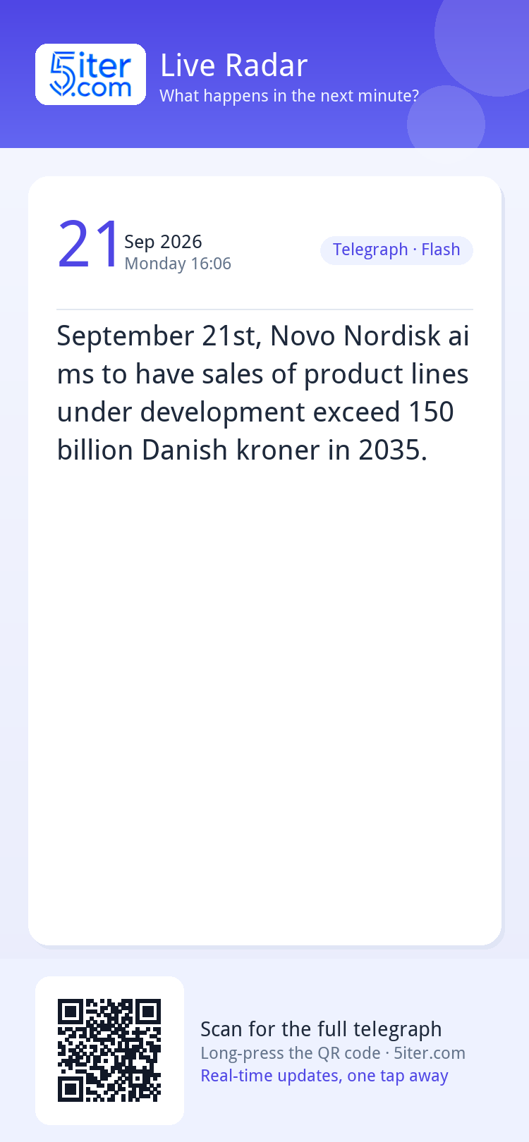 September 21st, Novo Nordisk aims to have sales of product l