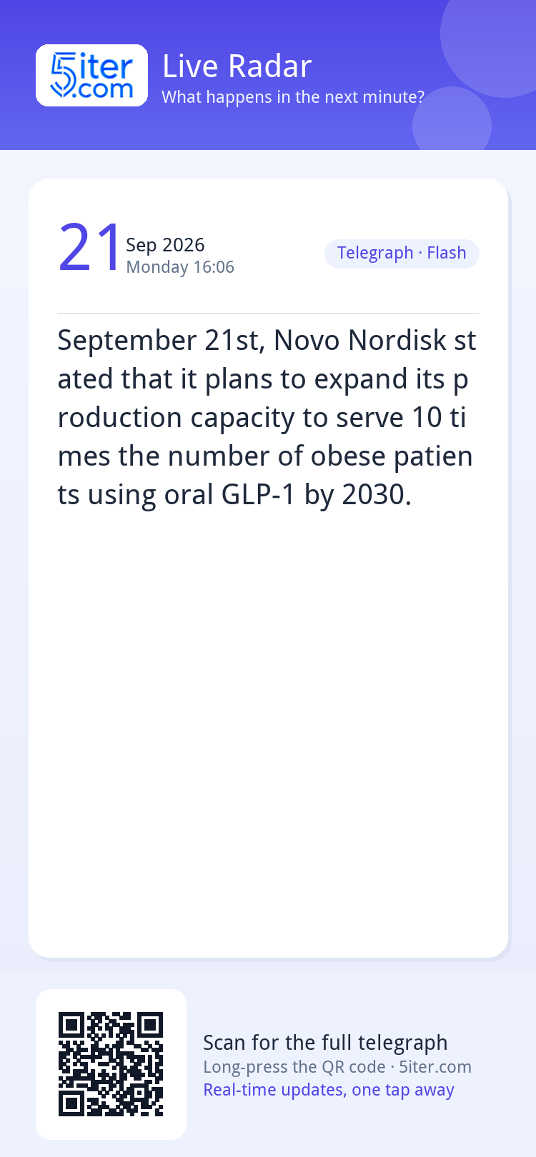September 21st, Novo Nordisk stated that it plans to expand 