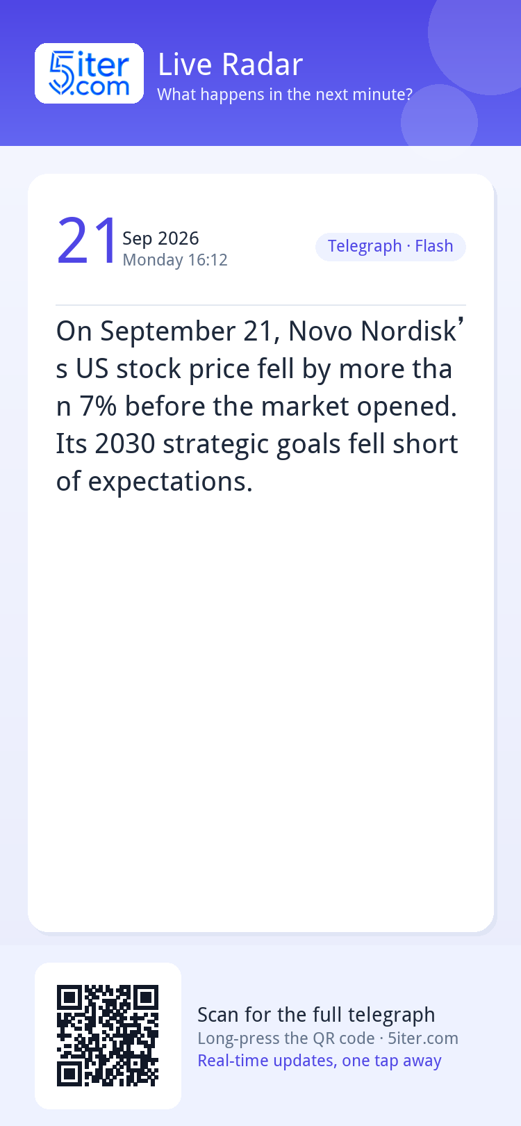 On September 21, Novo Nordisk’s US stock price fell by more 
