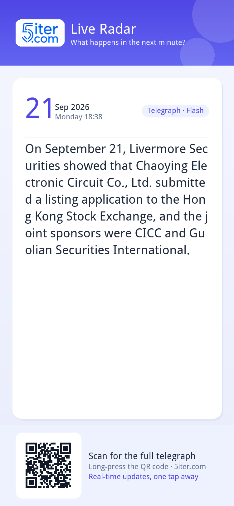 On September 21, Livermore Securities showed that Chaoying E