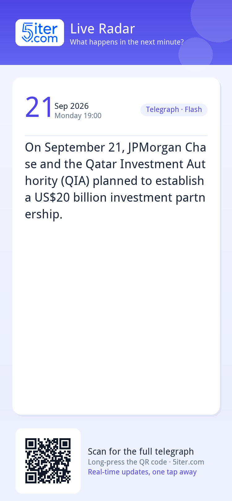 On September 21, JPMorgan Chase and the Qatar Investment Aut