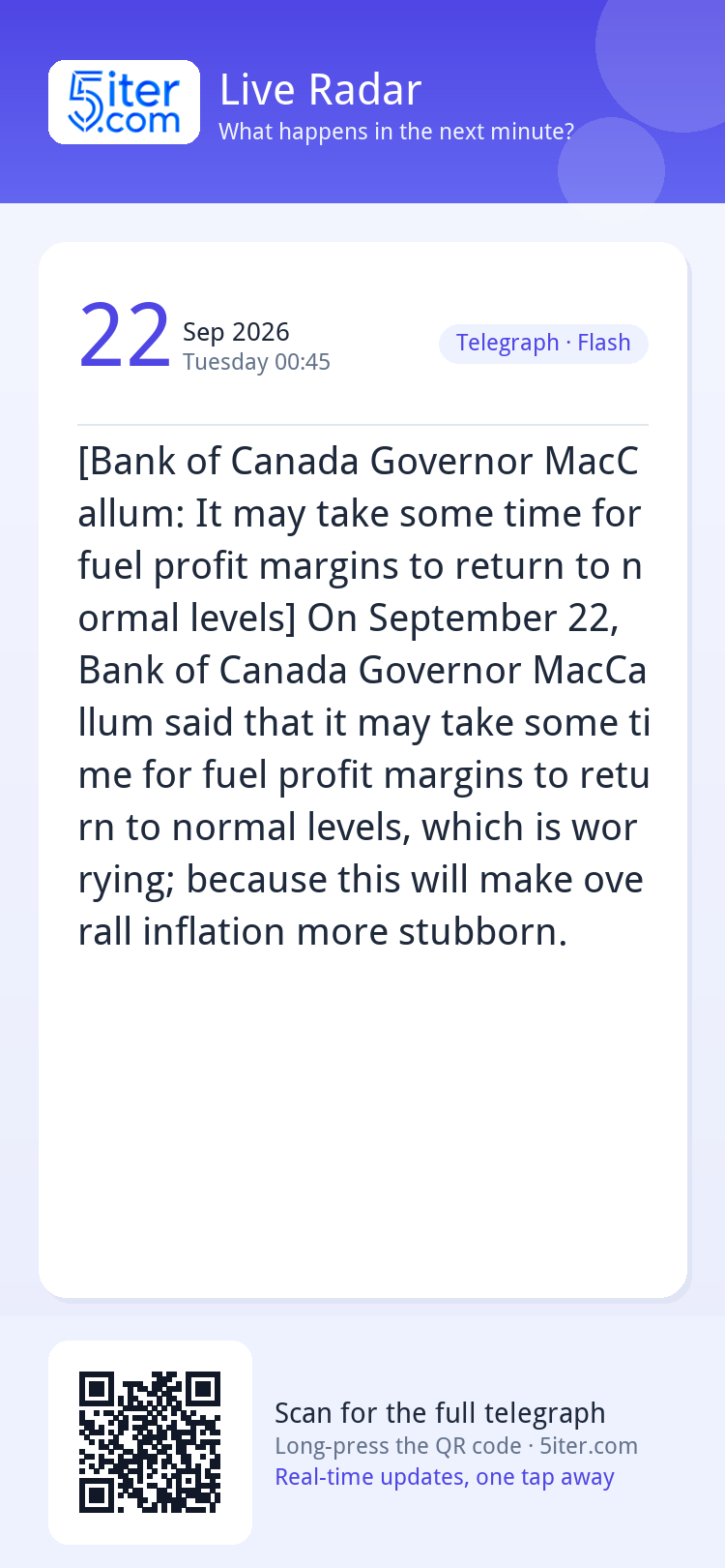 [Bank of Canada Governor MacCallum: It may take some time fo