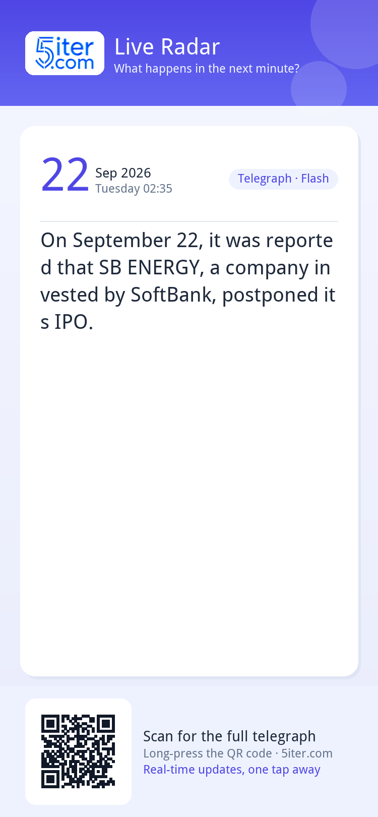 On September 22, it was reported that SB ENERGY, a company i