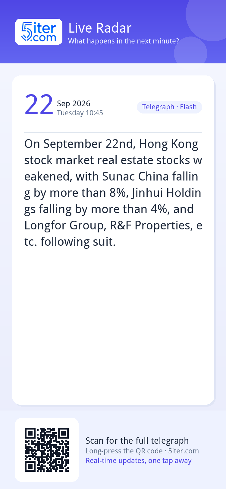On September 22nd, Hong Kong stock market real estate stocks