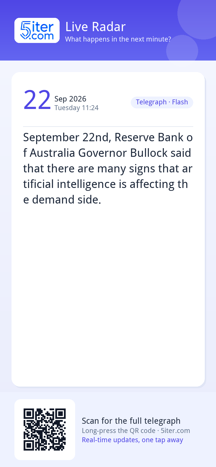September 22nd, Reserve Bank of Australia Governor Bullock s