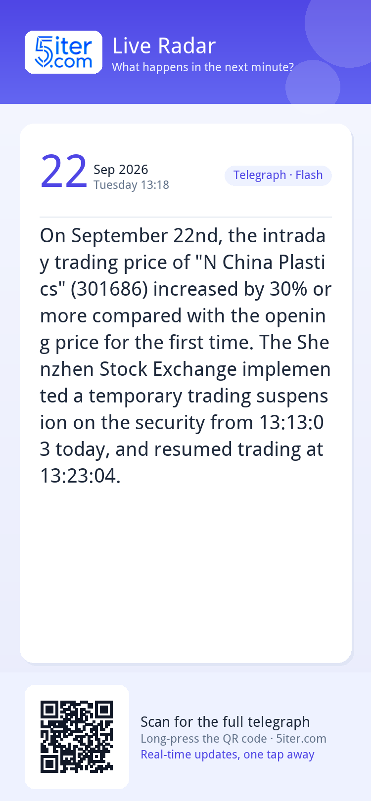 On September 22nd, the intraday trading price of "N China Pl