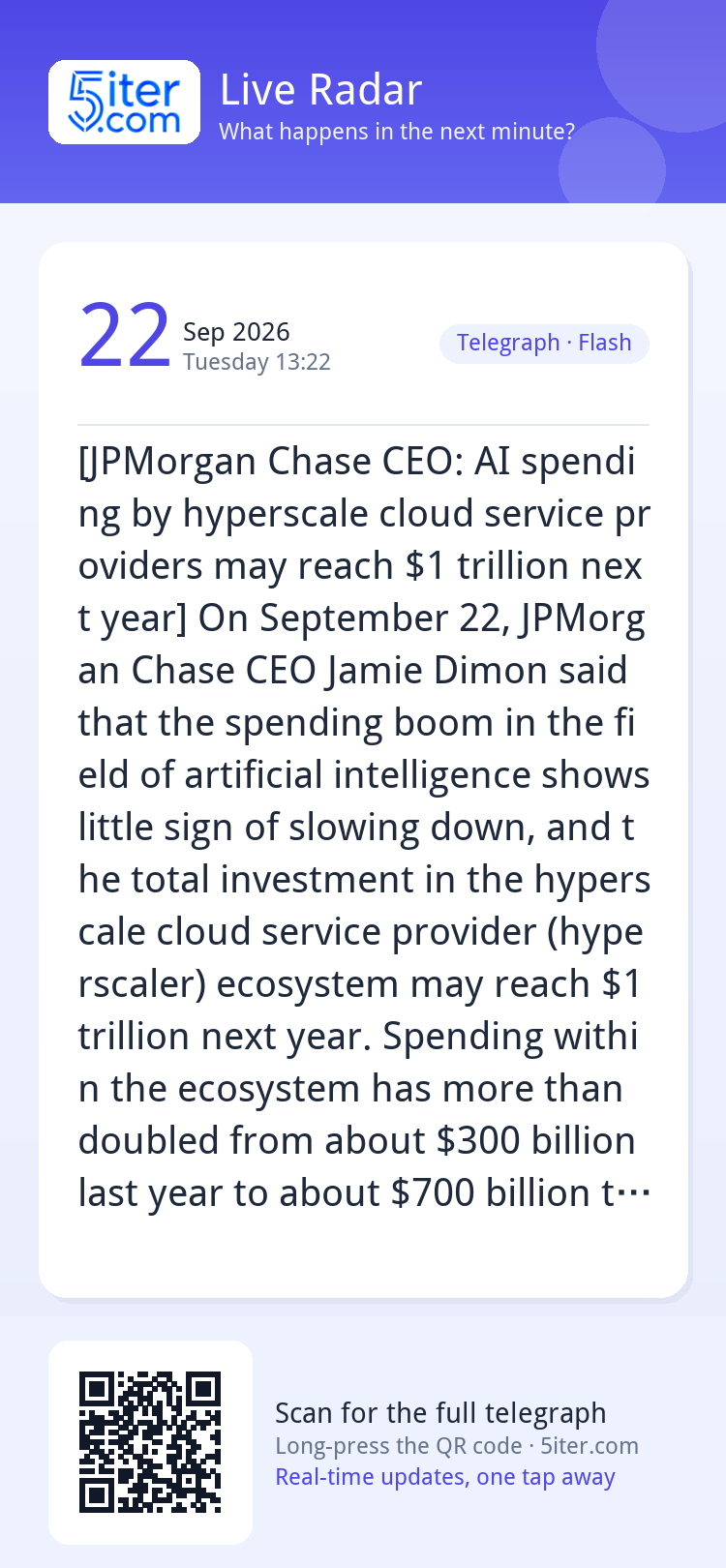 [JPMorgan Chase CEO: AI spending by hyperscale cloud service