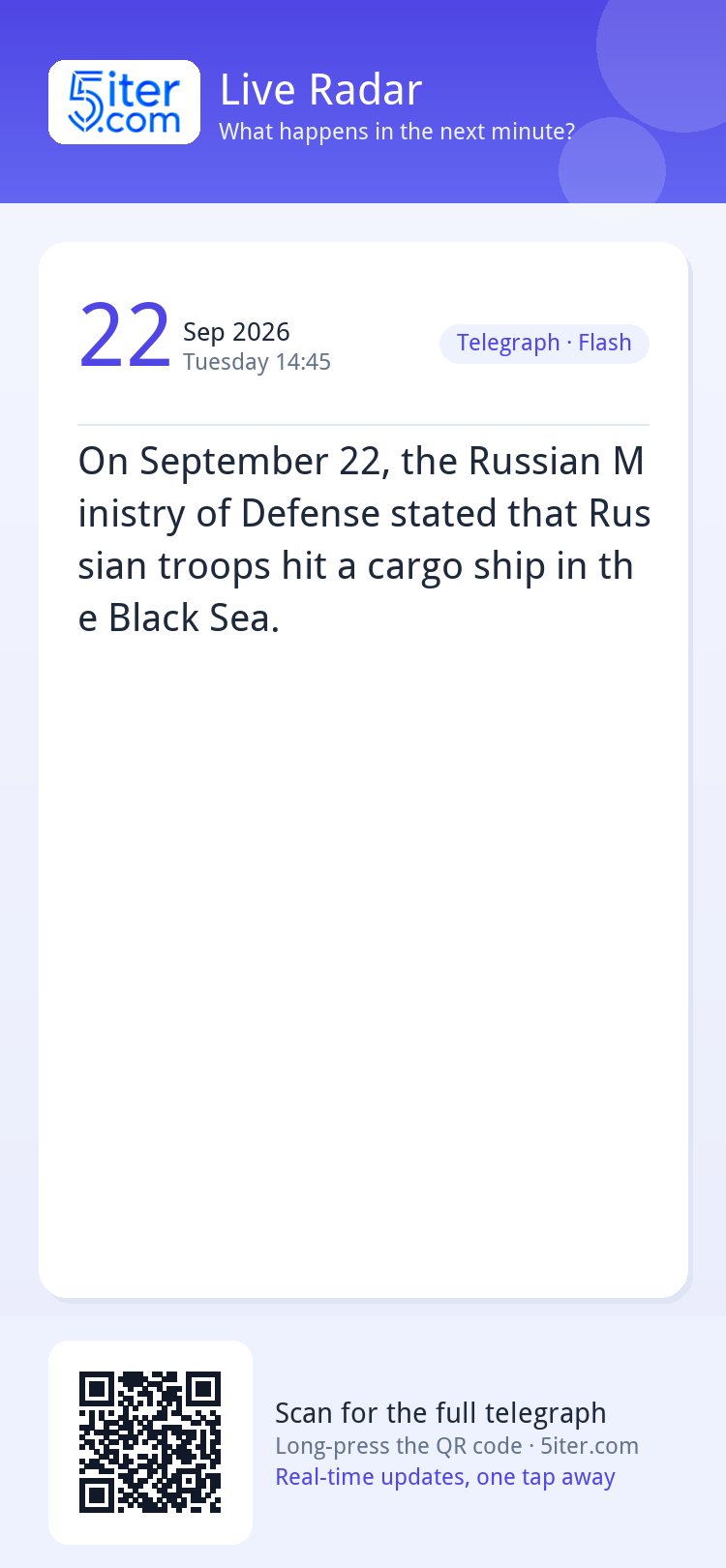 On September 22, the Russian Ministry of Defense stated that