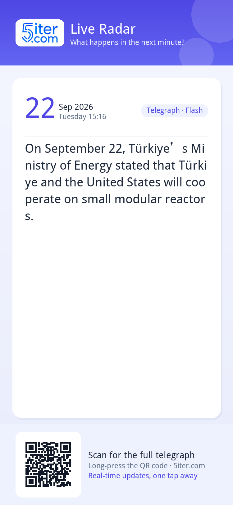 On September 22, Türkiye’s Ministry of Energy stated that Tü