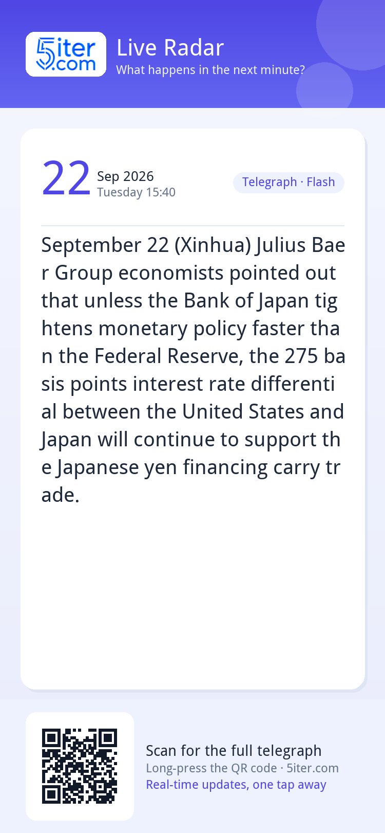 September 22 (Xinhua) Julius Baer Group economists pointed o