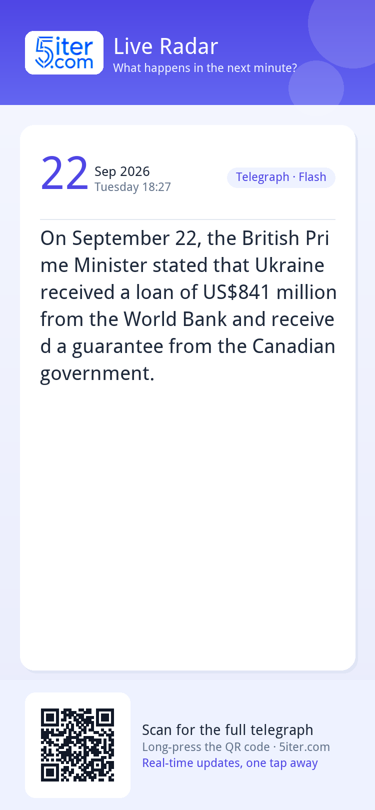 On September 22, the British Prime Minister stated that Ukra