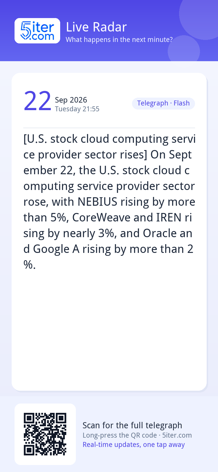 [U.S. stock cloud computing service provider sector rises] O
