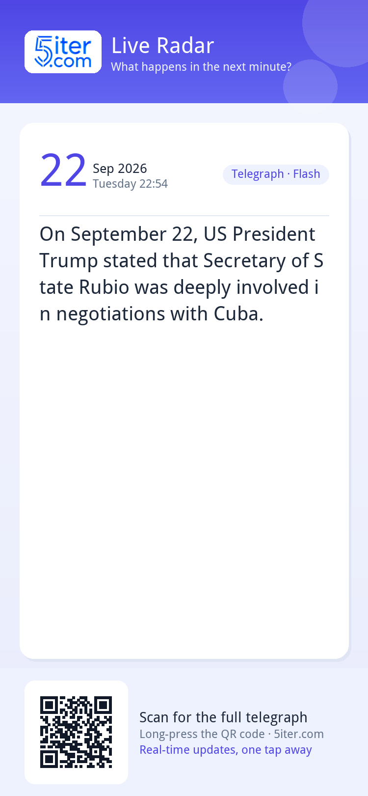 On September 22, US President Trump stated that Secretary of