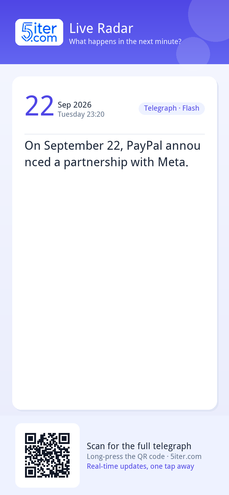 On September 22, PayPal announced a partnership with Meta.
