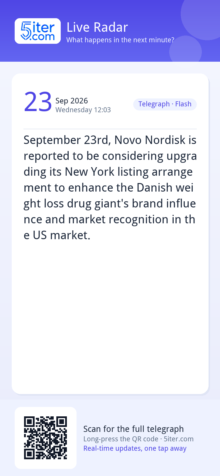 September 23rd, Novo Nordisk is reported to be considering u