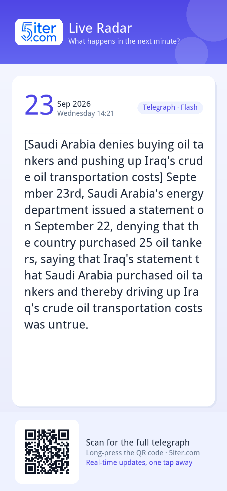 [Saudi Arabia denies buying oil tankers and pushing up Iraq'